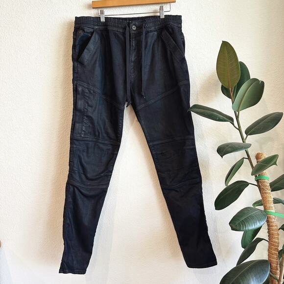 G-Star Raw Mens Rackam 3D Slim Trainer Jeans 36X33 Wax Coated Jogger Stretch - Picture 1 of 10